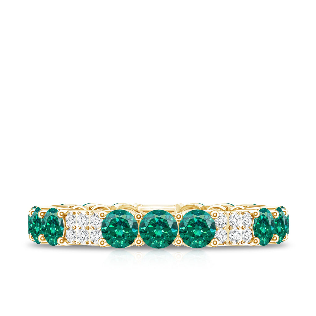 Emerald Diamond Eternity Band – Lab Grown Emerald Ring With Diamond Accents