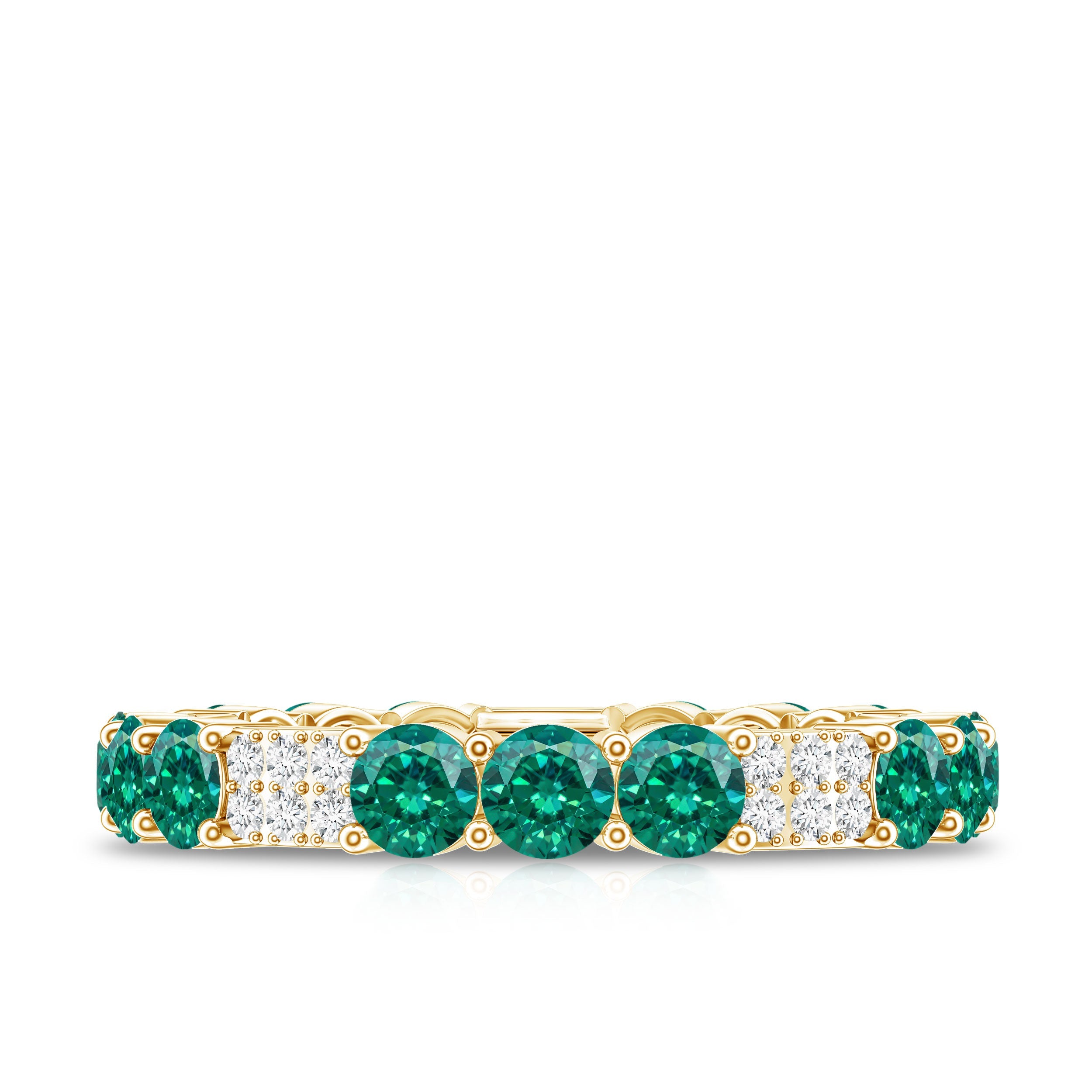 Emerald Diamond Eternity Band – Lab Grown Emerald Ring With Diamond Accents