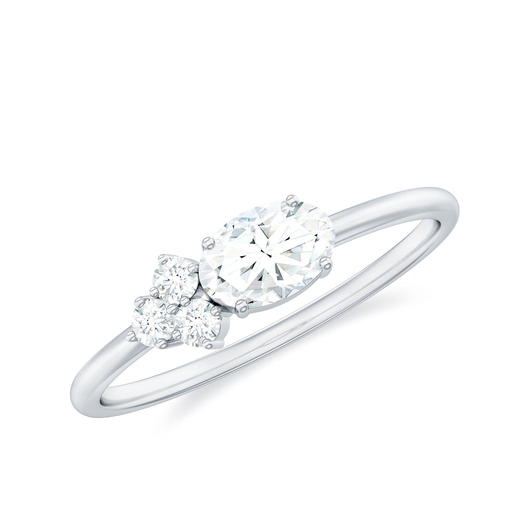 Moissanite Promise Ring – Oval & Round Stones, Minimal Lightweight Band