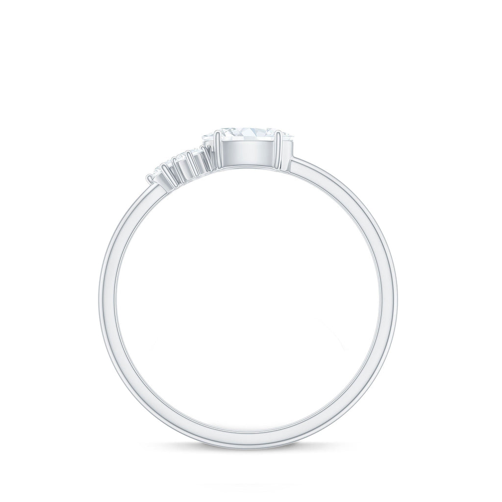 Moissanite Promise Ring – Oval & Round Stones, Minimal Lightweight Band