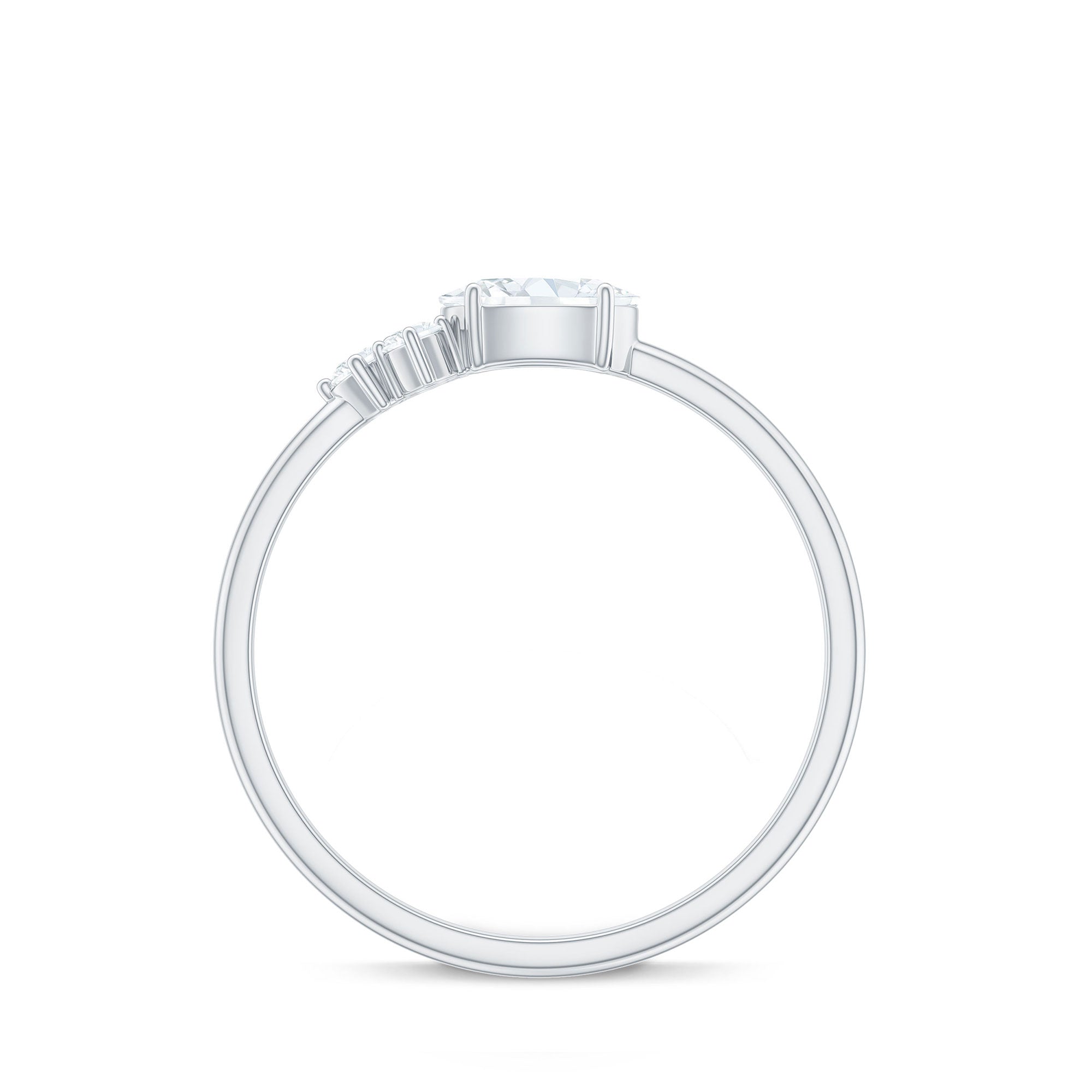 Moissanite Promise Ring – Oval & Round Stones, Minimal Lightweight Band