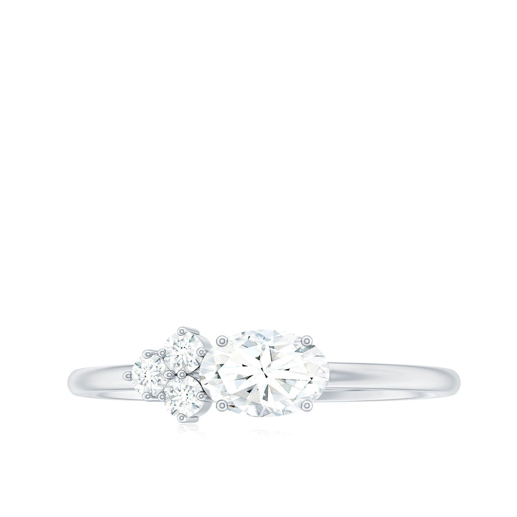 Moissanite Promise Ring – Oval & Round Stones, Minimal Lightweight Band