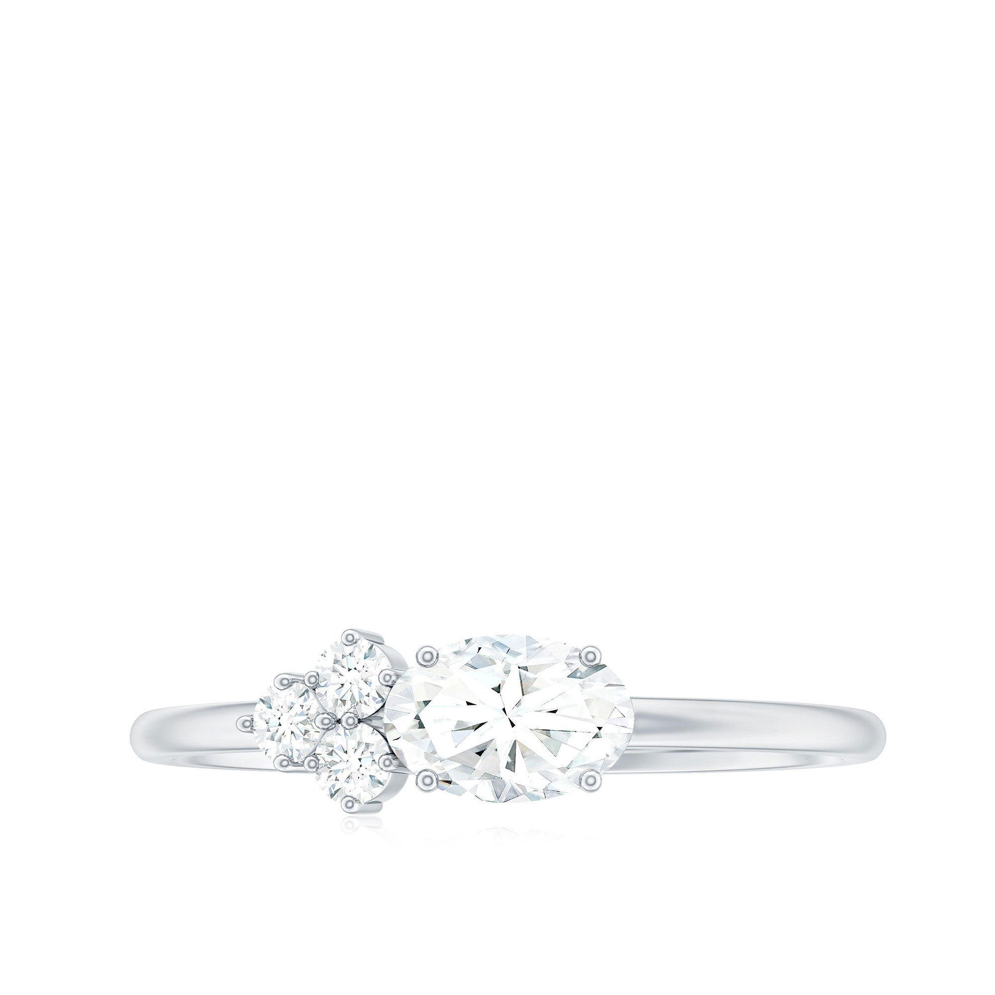 Moissanite Promise Ring – Oval & Round Stones, Minimal Lightweight Band