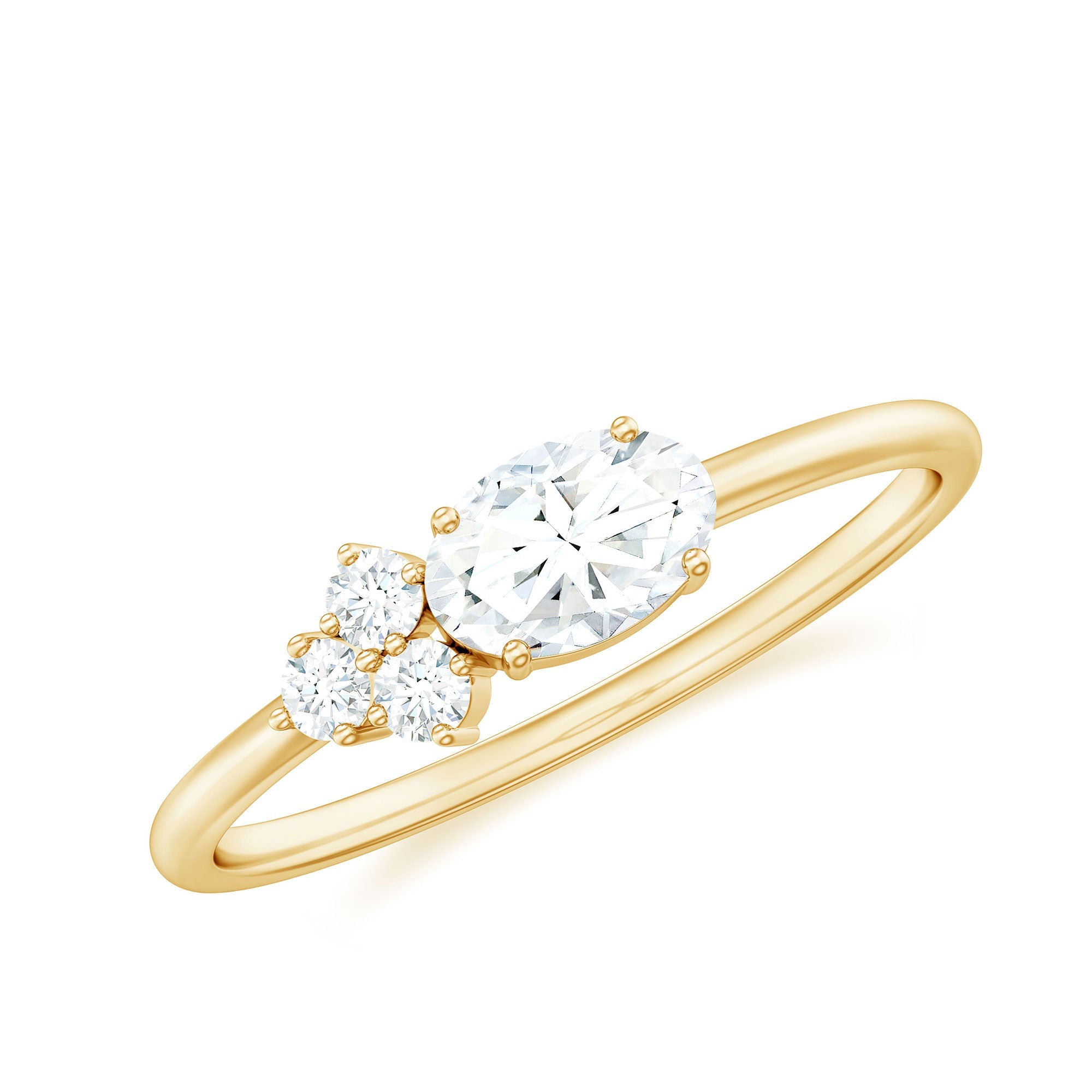Moissanite Promise Ring – Oval & Round Stones, Minimal Lightweight Band