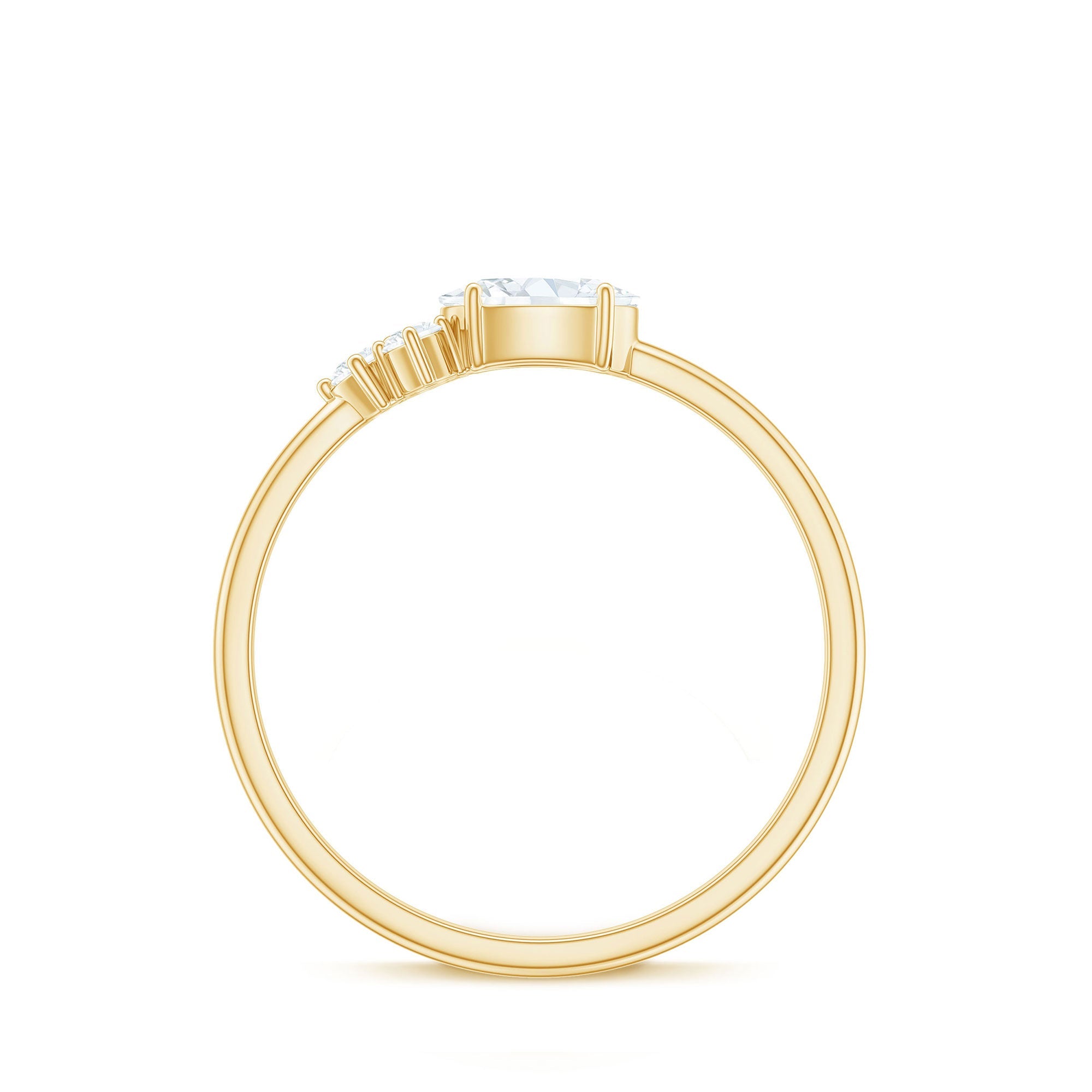 Moissanite Promise Ring – Oval & Round Stones, Minimal Lightweight Band
