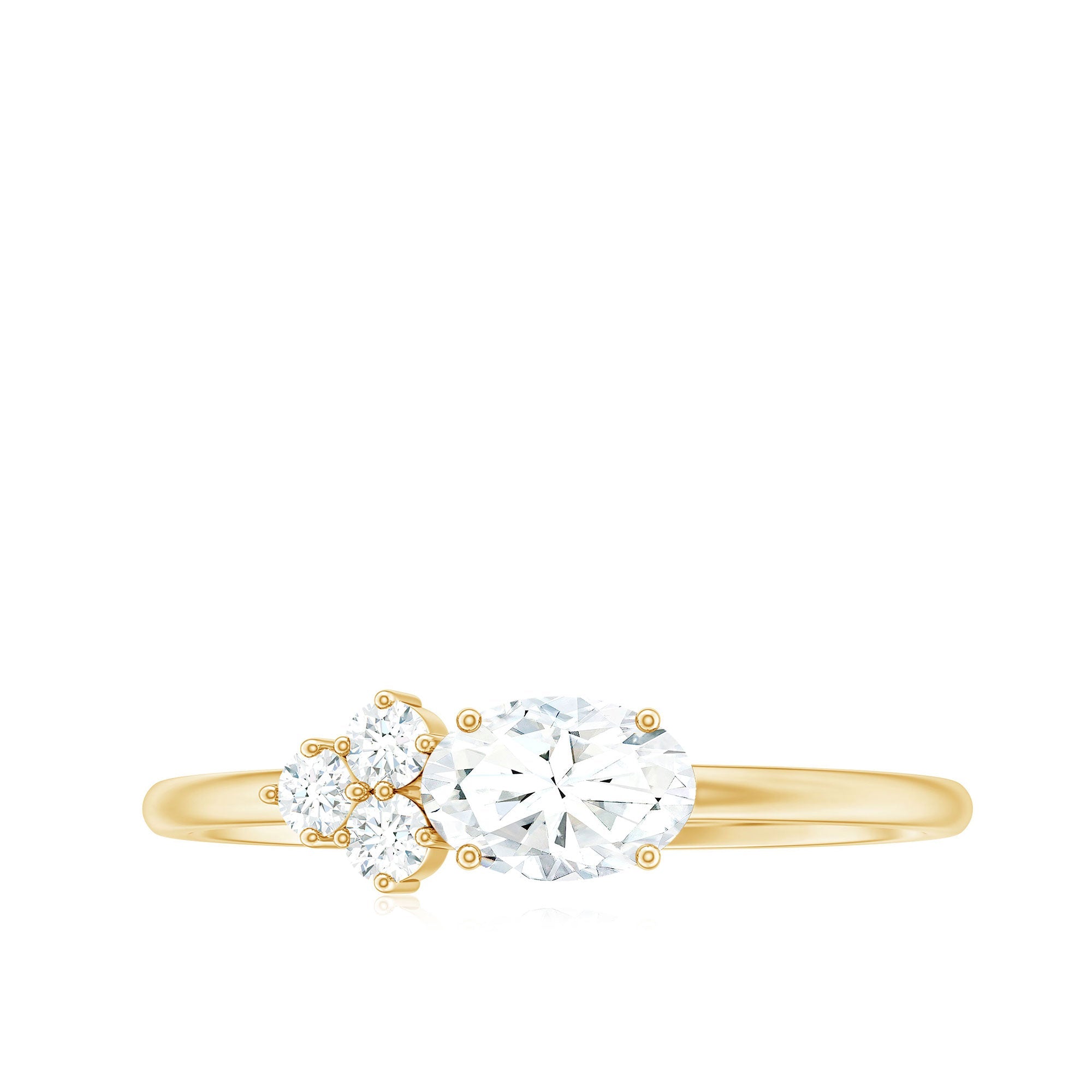 Moissanite Promise Ring – Oval & Round Stones, Minimal Lightweight Band