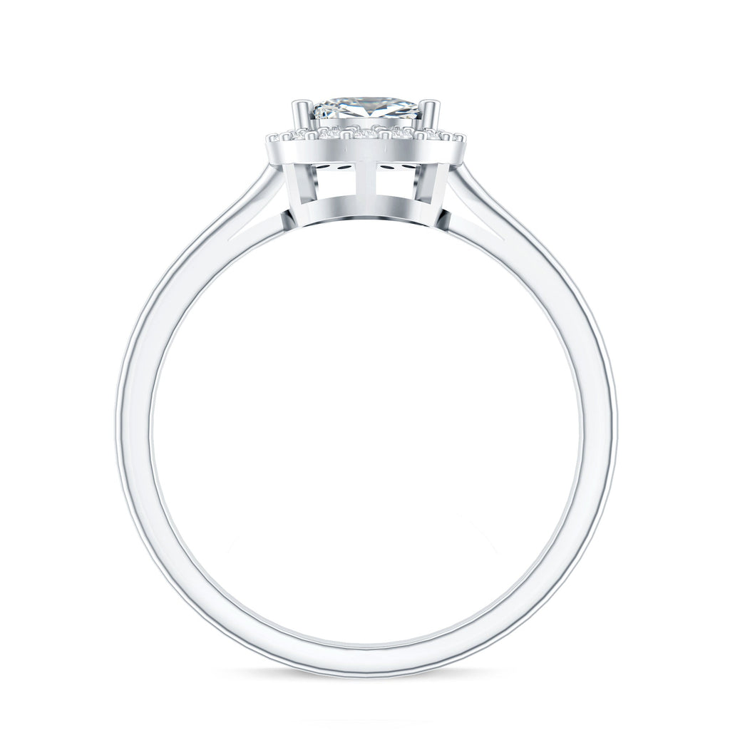 Moissanite Engagement Ring – 0.7 Carat Pear Shaped Halo Ring with VS1 Clarity