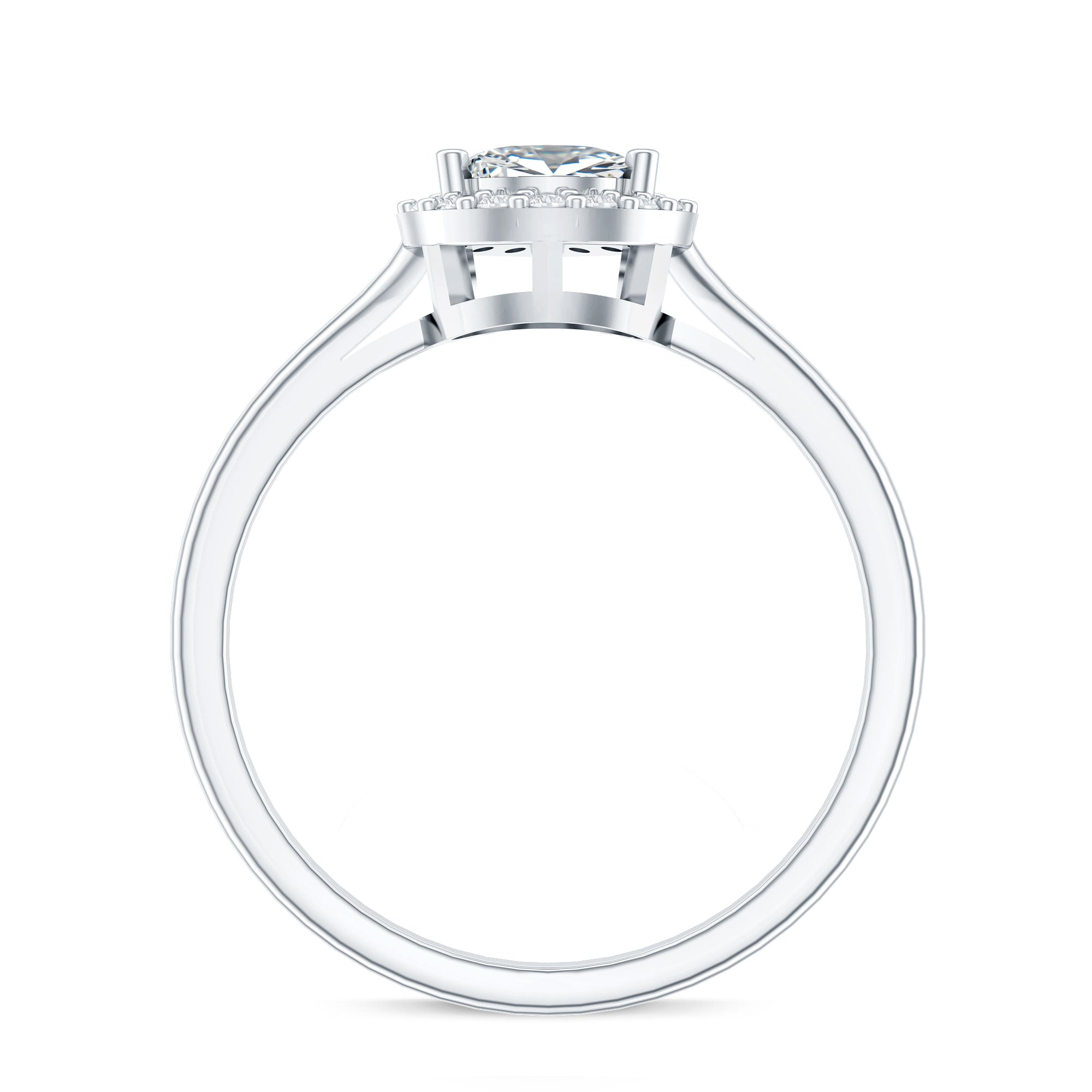 Moissanite Engagement Ring – 0.7 Carat Pear Shaped Halo Ring with VS1 Clarity