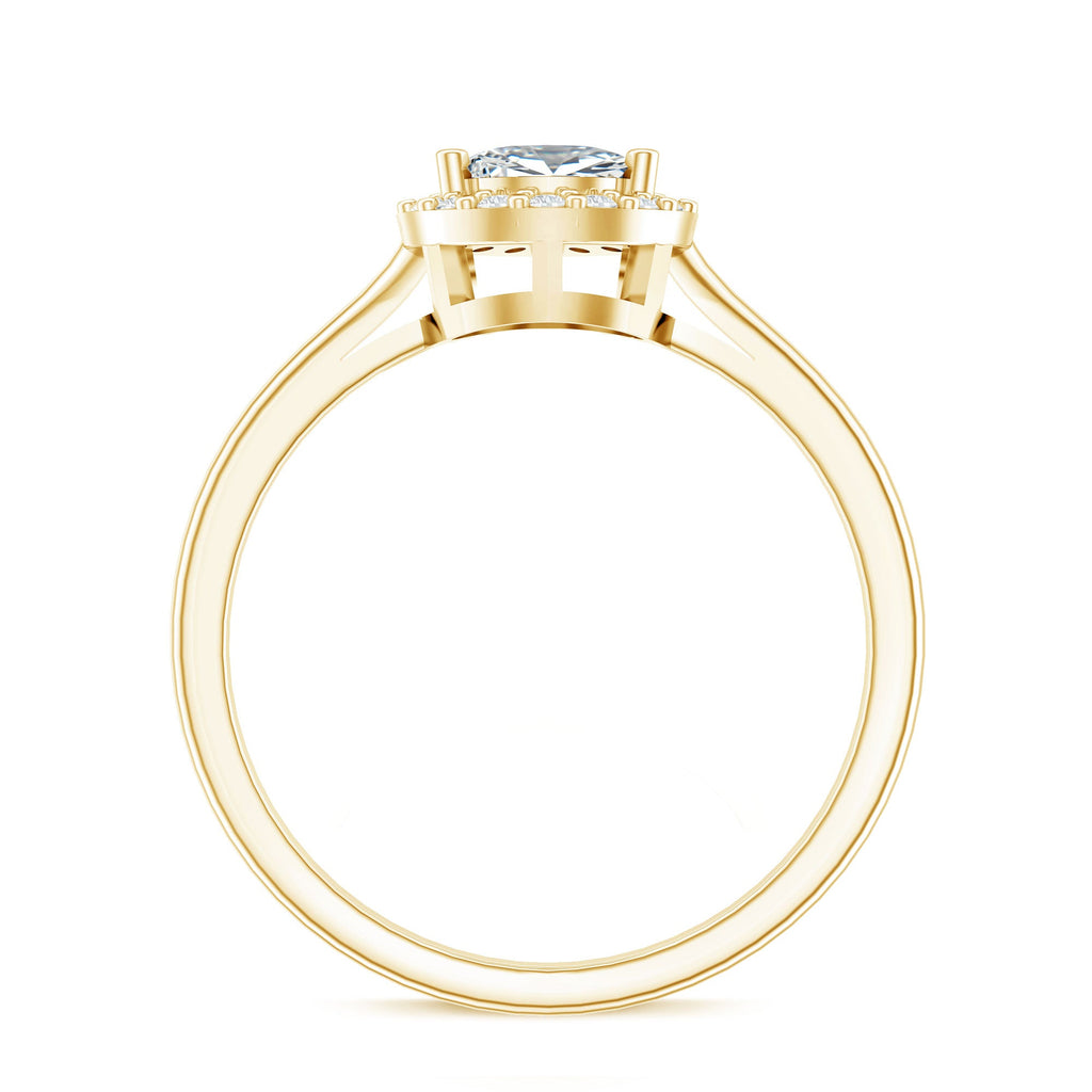 Moissanite Engagement Ring – 0.7 Carat Pear Shaped Halo Ring with VS1 Clarity