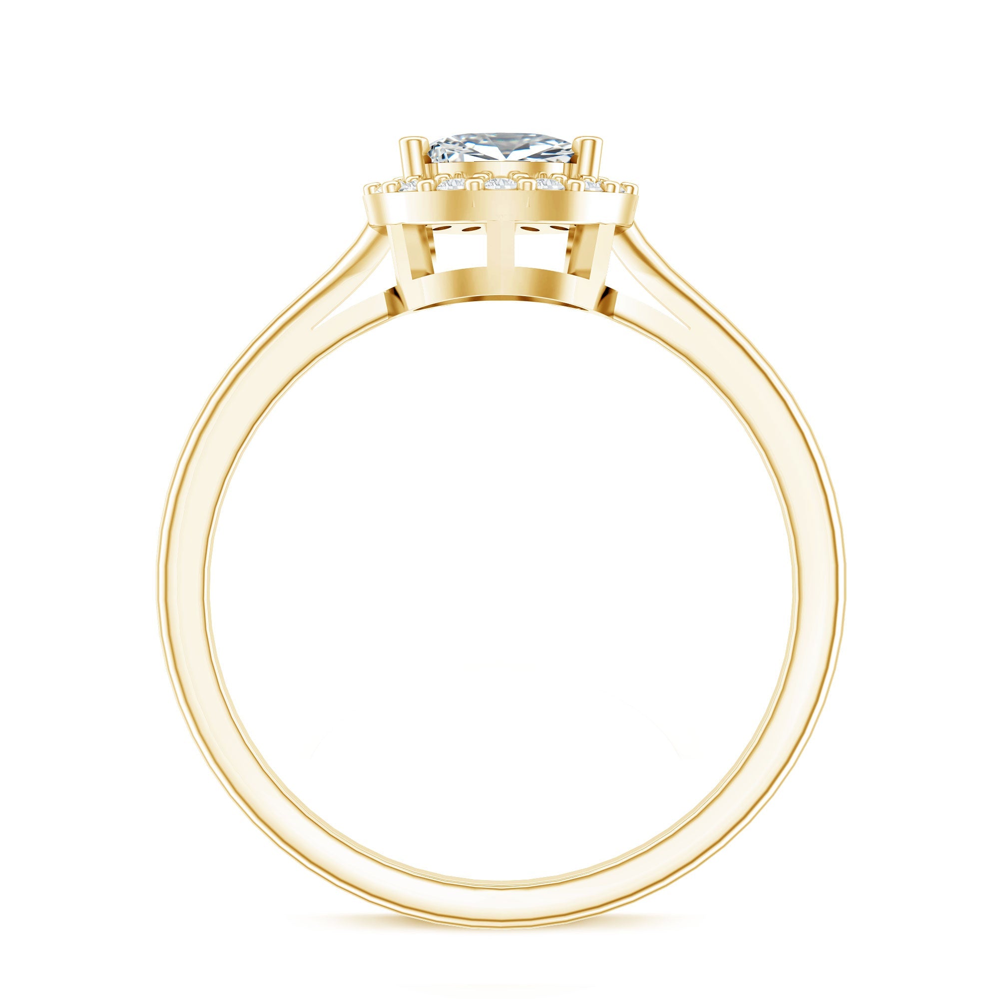 Moissanite Engagement Ring – 0.7 Carat Pear Shaped Halo Ring with VS1 Clarity