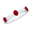 Ruby Half Eternity Ring - Oval Ruby & Diamond Prong Setting Fine Jewelry