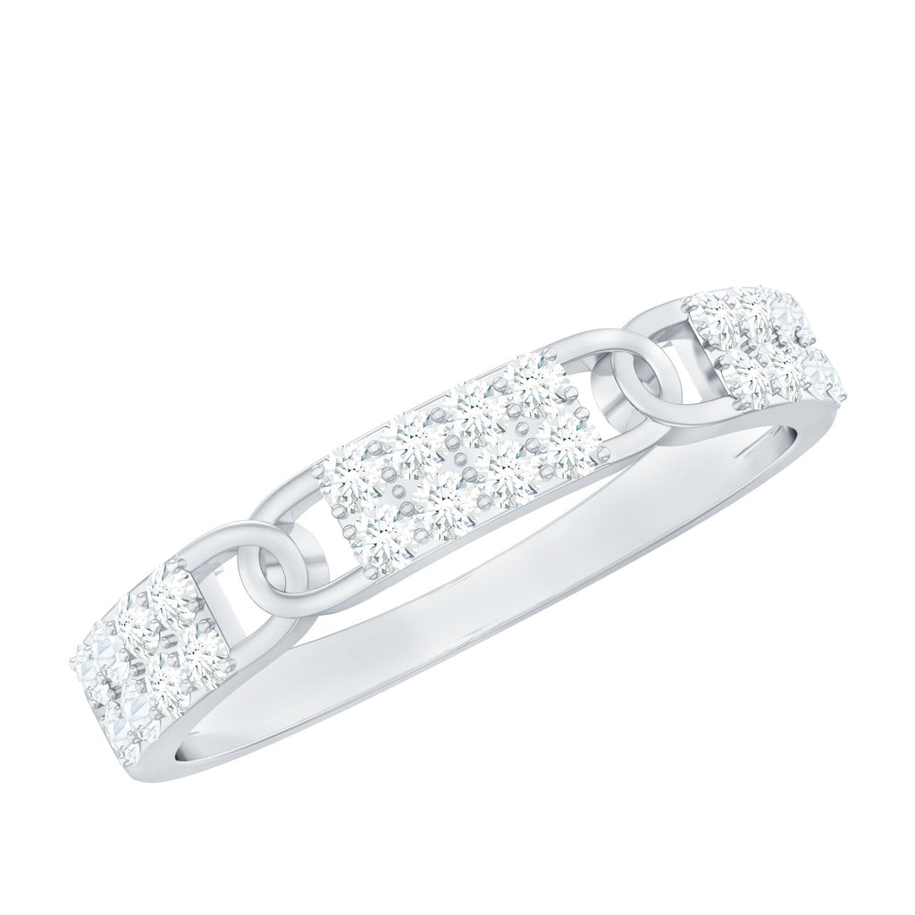 Moissanite Wedding Band – Interlocking Half Eternity Band with Pave Setting
