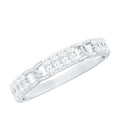 Moissanite Wedding Band – Interlocking Half Eternity Band with Pave Setting