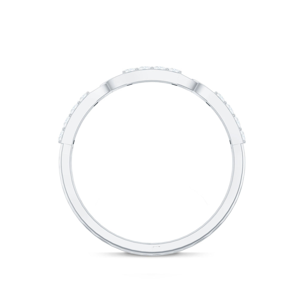 Moissanite Wedding Band – Interlocking Half Eternity Band with Pave Setting