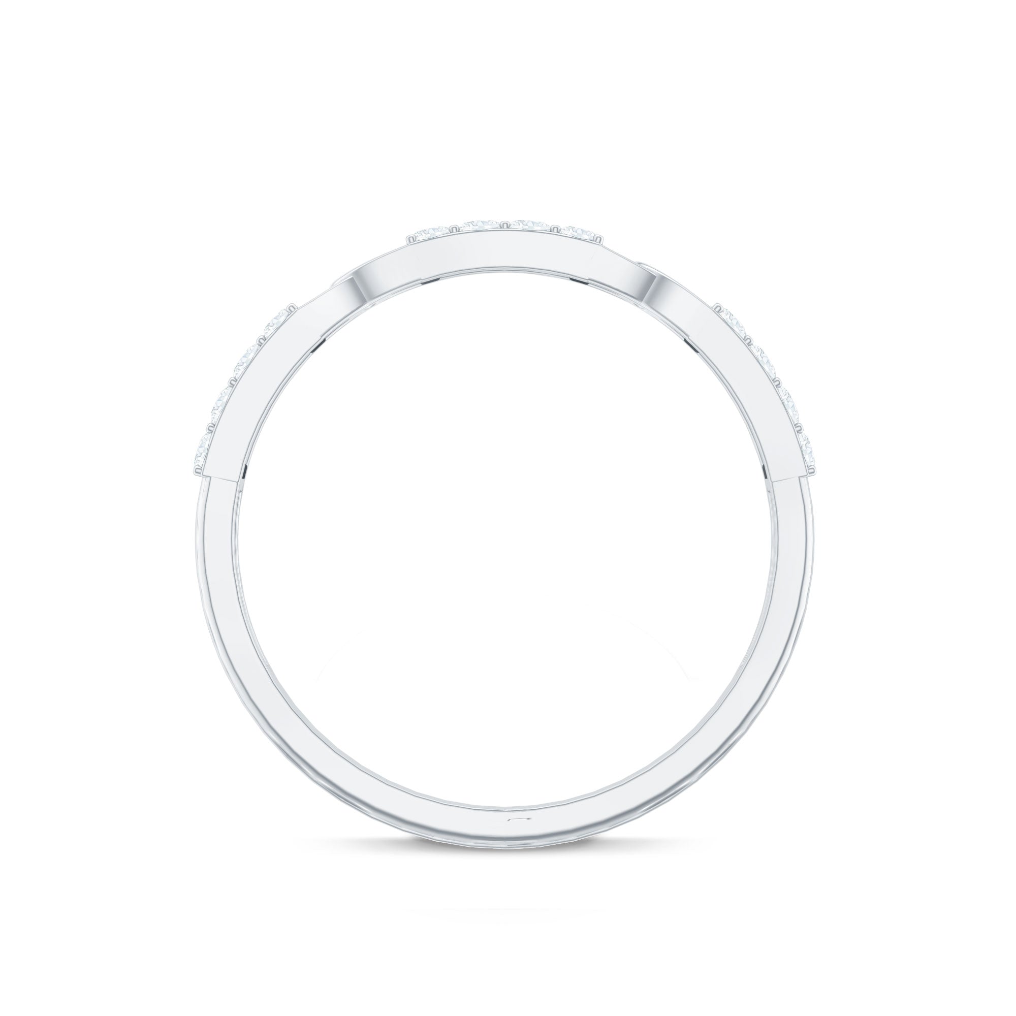 Moissanite Wedding Band – Interlocking Half Eternity Band with Pave Setting