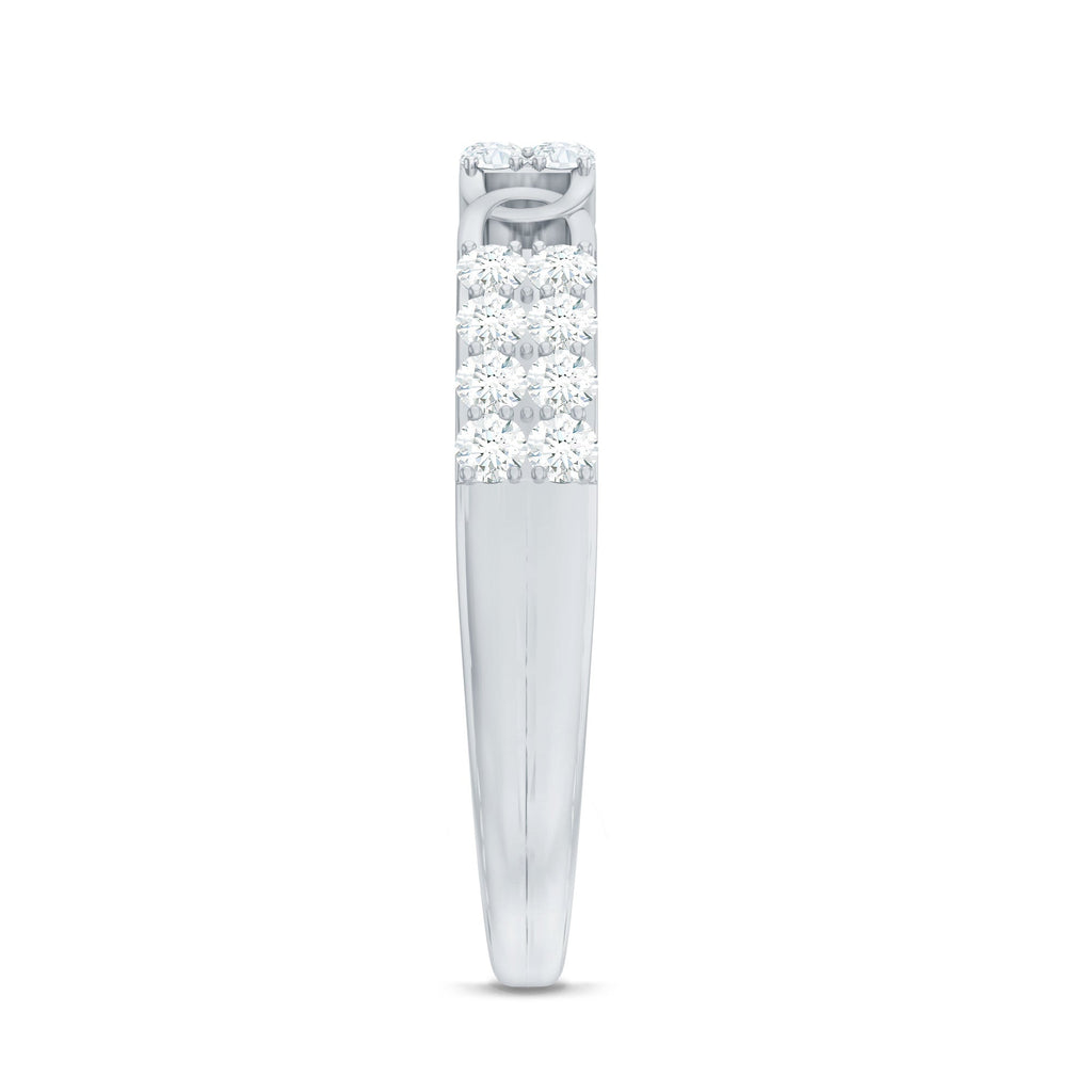 Moissanite Wedding Band – Interlocking Half Eternity Band with Pave Setting