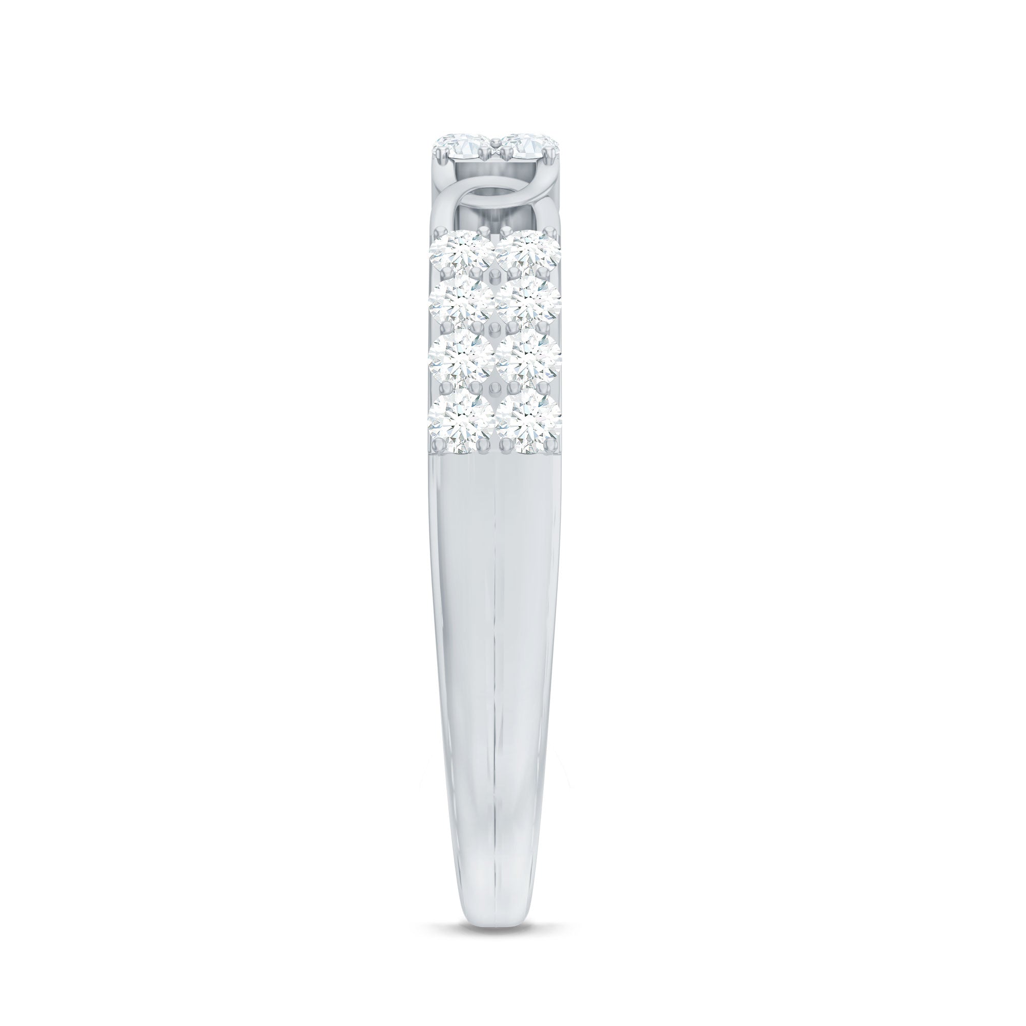 Moissanite Wedding Band – Interlocking Half Eternity Band with Pave Setting