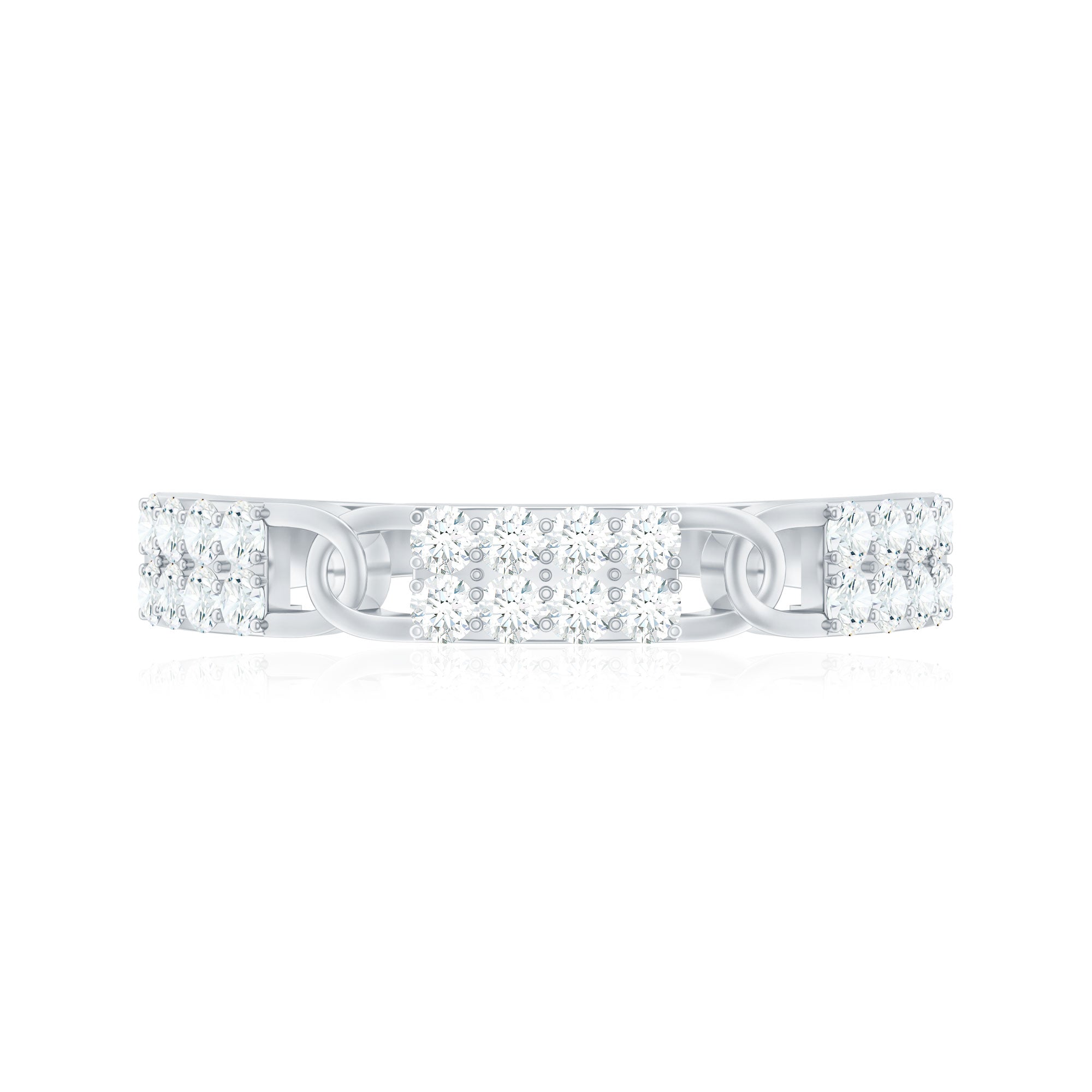 Moissanite Wedding Band – Interlocking Half Eternity Band with Pave Setting