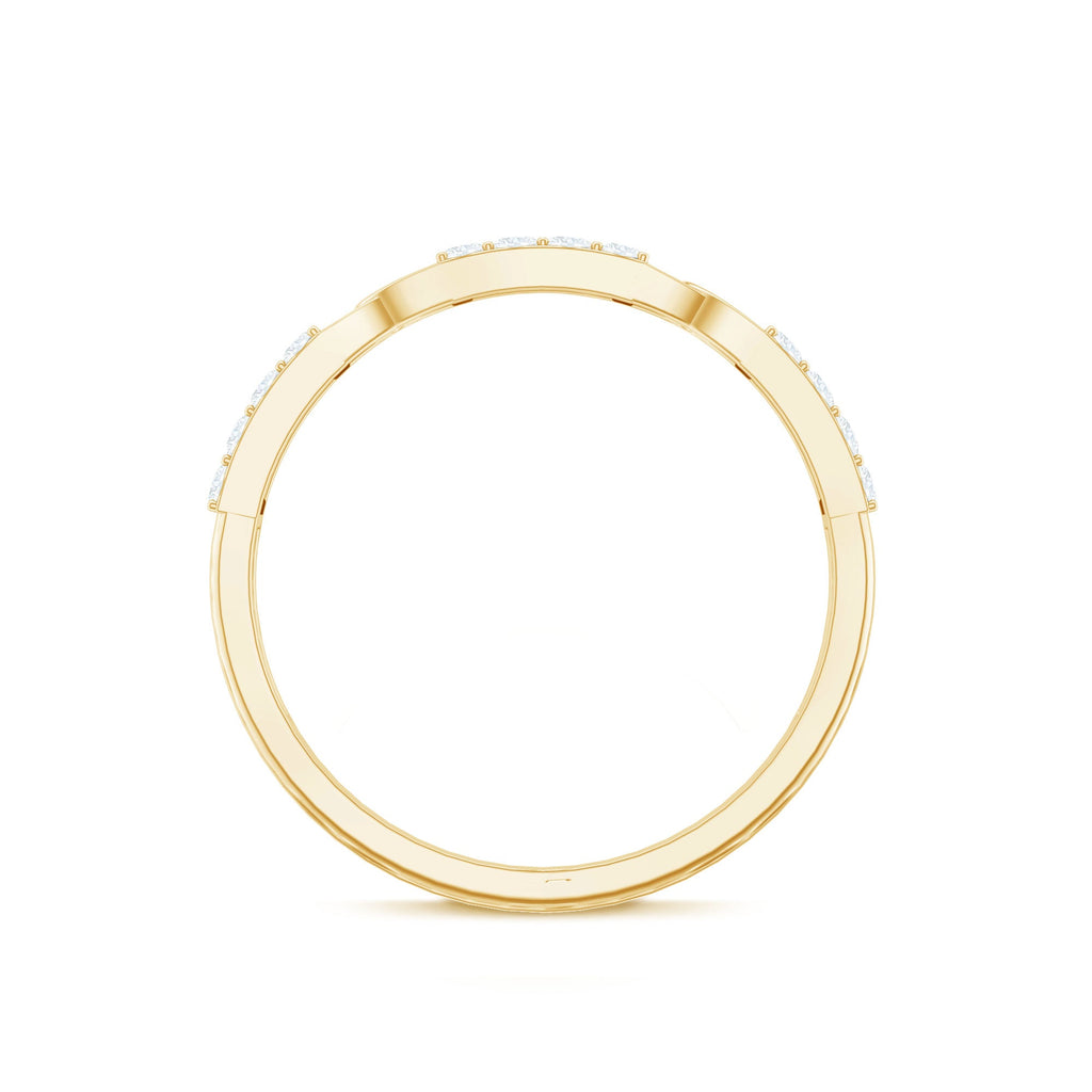 Moissanite Wedding Band – Interlocking Half Eternity Band with Pave Setting