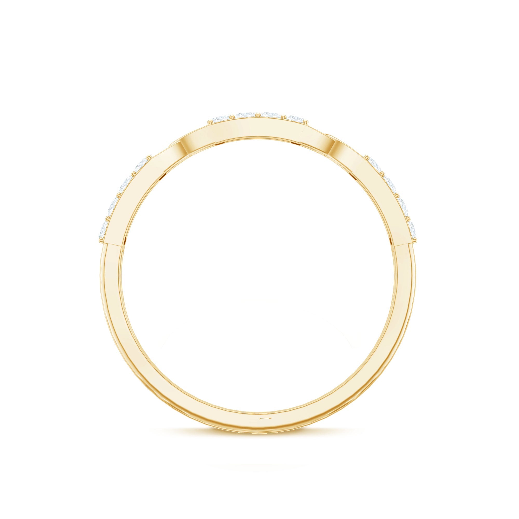 Moissanite Wedding Band – Interlocking Half Eternity Band with Pave Setting