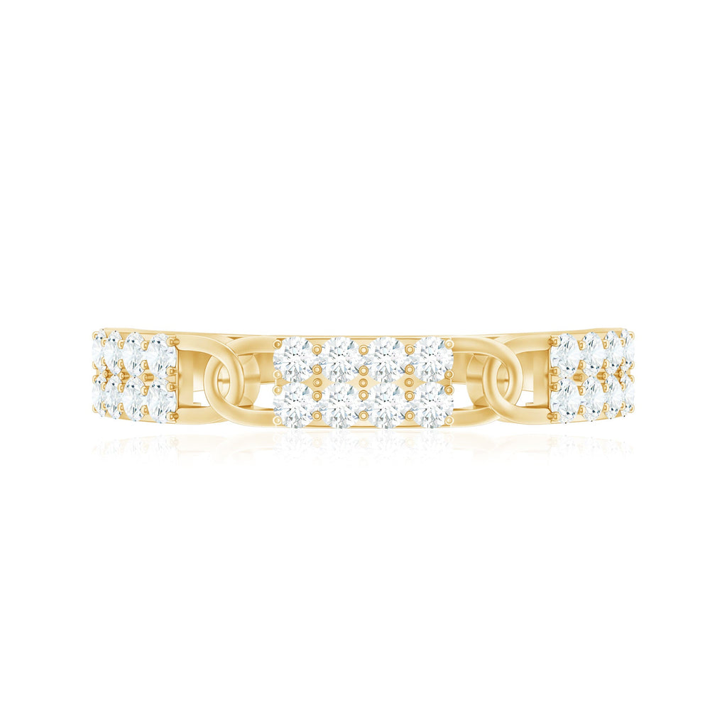 Moissanite Wedding Band – Interlocking Half Eternity Band with Pave Setting