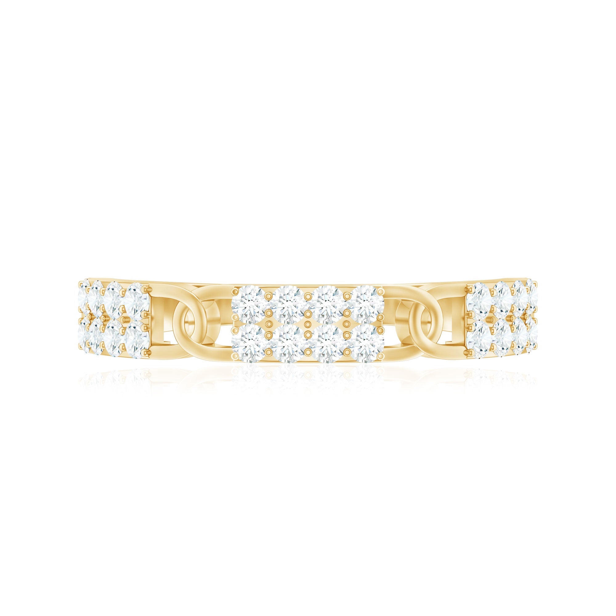 Moissanite Wedding Band – Interlocking Half Eternity Band with Pave Setting