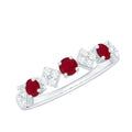 Ruby Diamond Ring – Half Eternity Band With AAA Quality Ruby & HI SI Diamonds