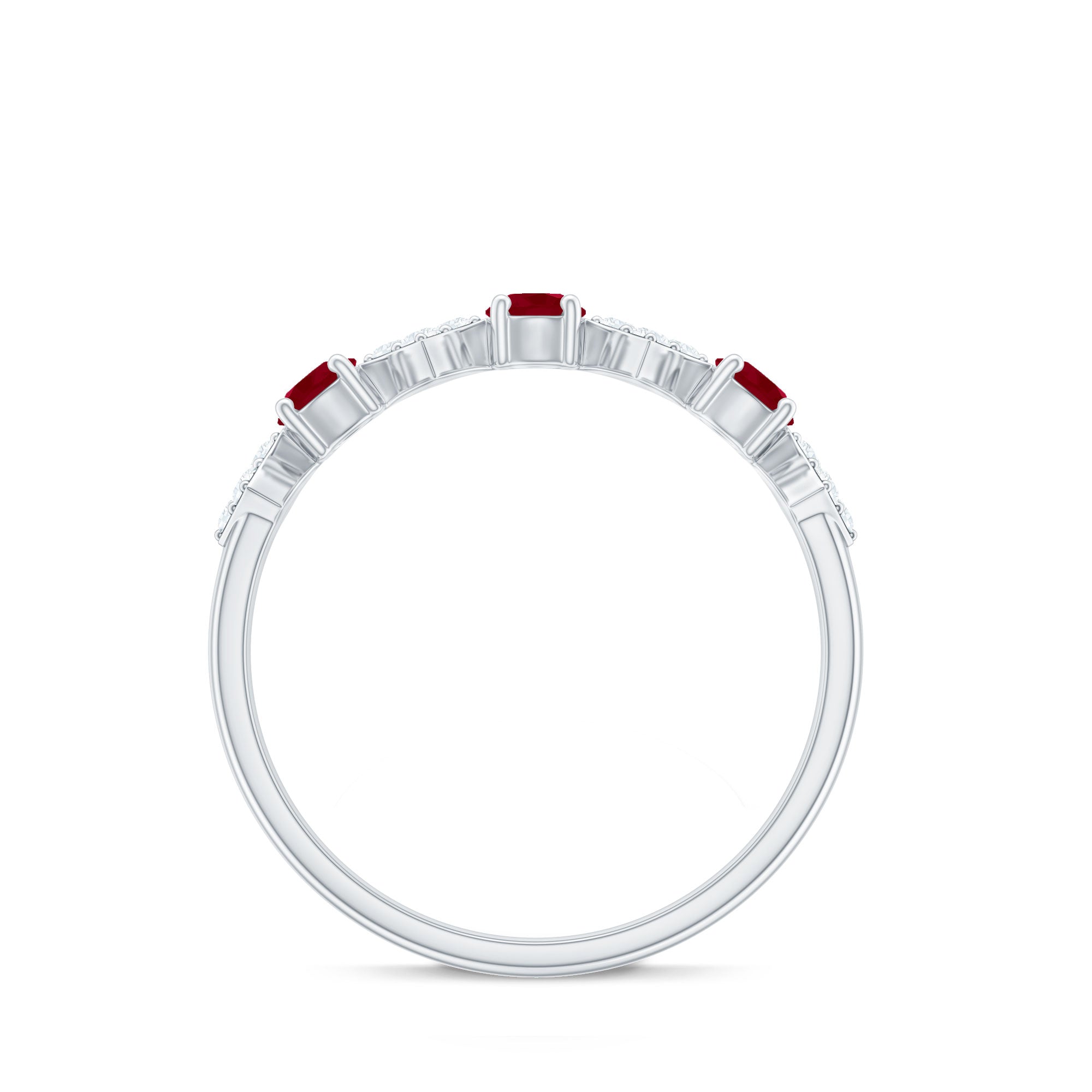Ruby Diamond Ring – Half Eternity Band With AAA Quality Ruby & HI SI Diamonds