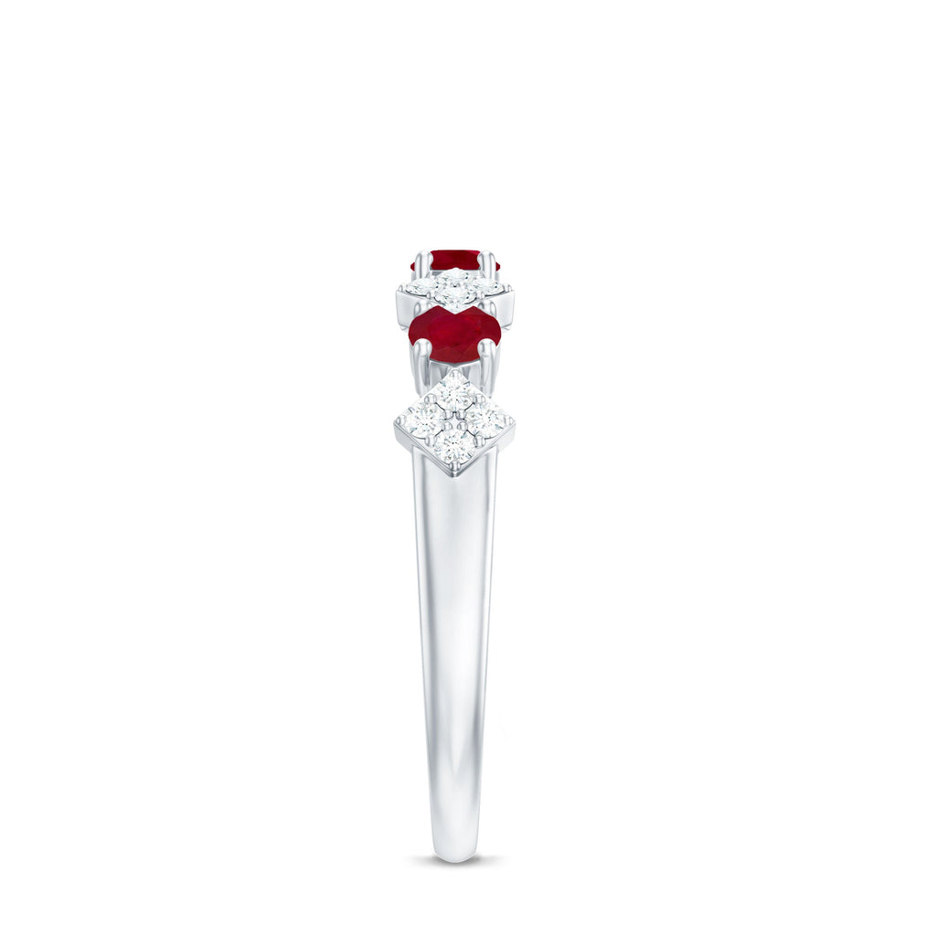 Ruby Diamond Ring – Half Eternity Band With AAA Quality Ruby & HI SI Diamonds