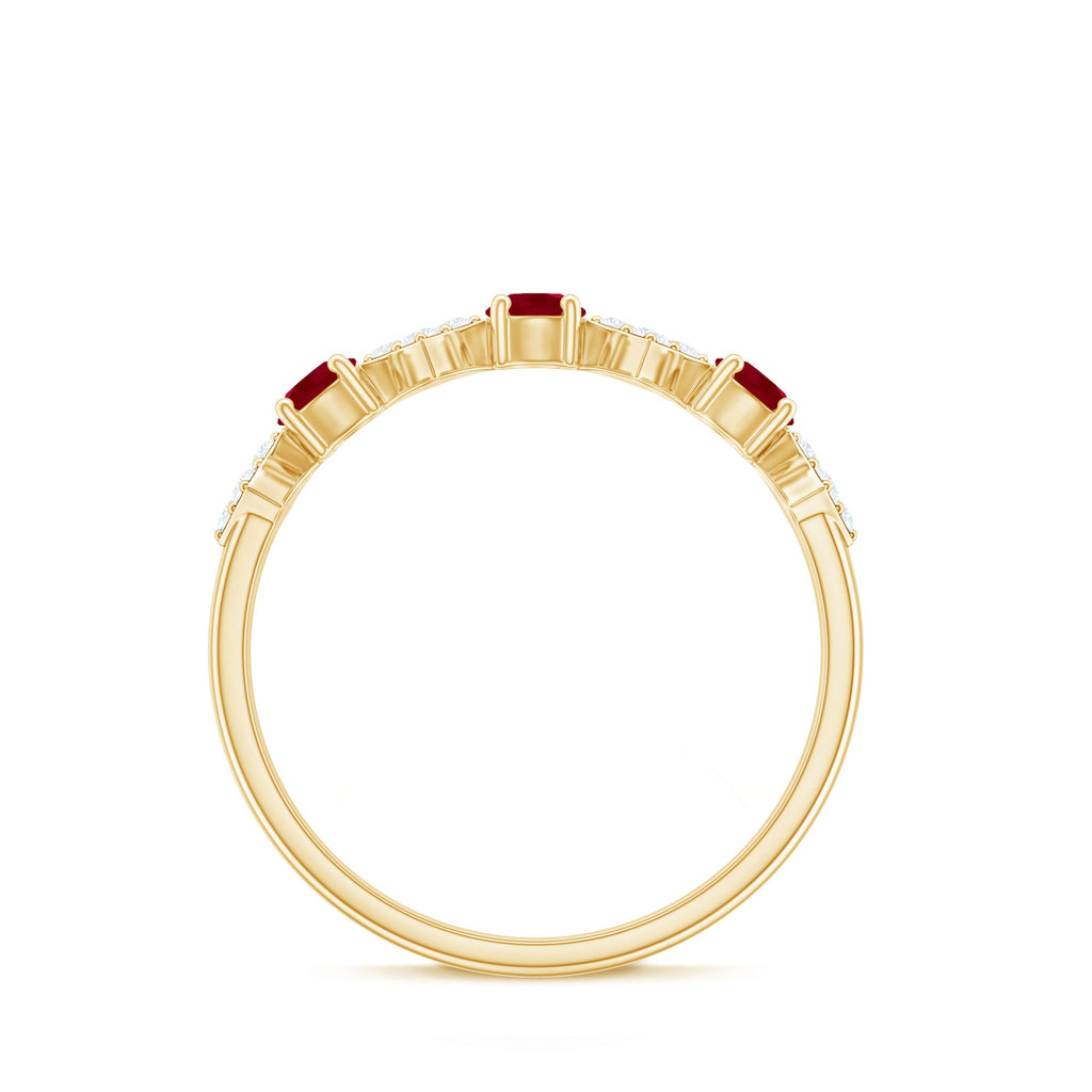 Ruby Diamond Ring – Half Eternity Band With AAA Quality Ruby & HI SI Diamonds