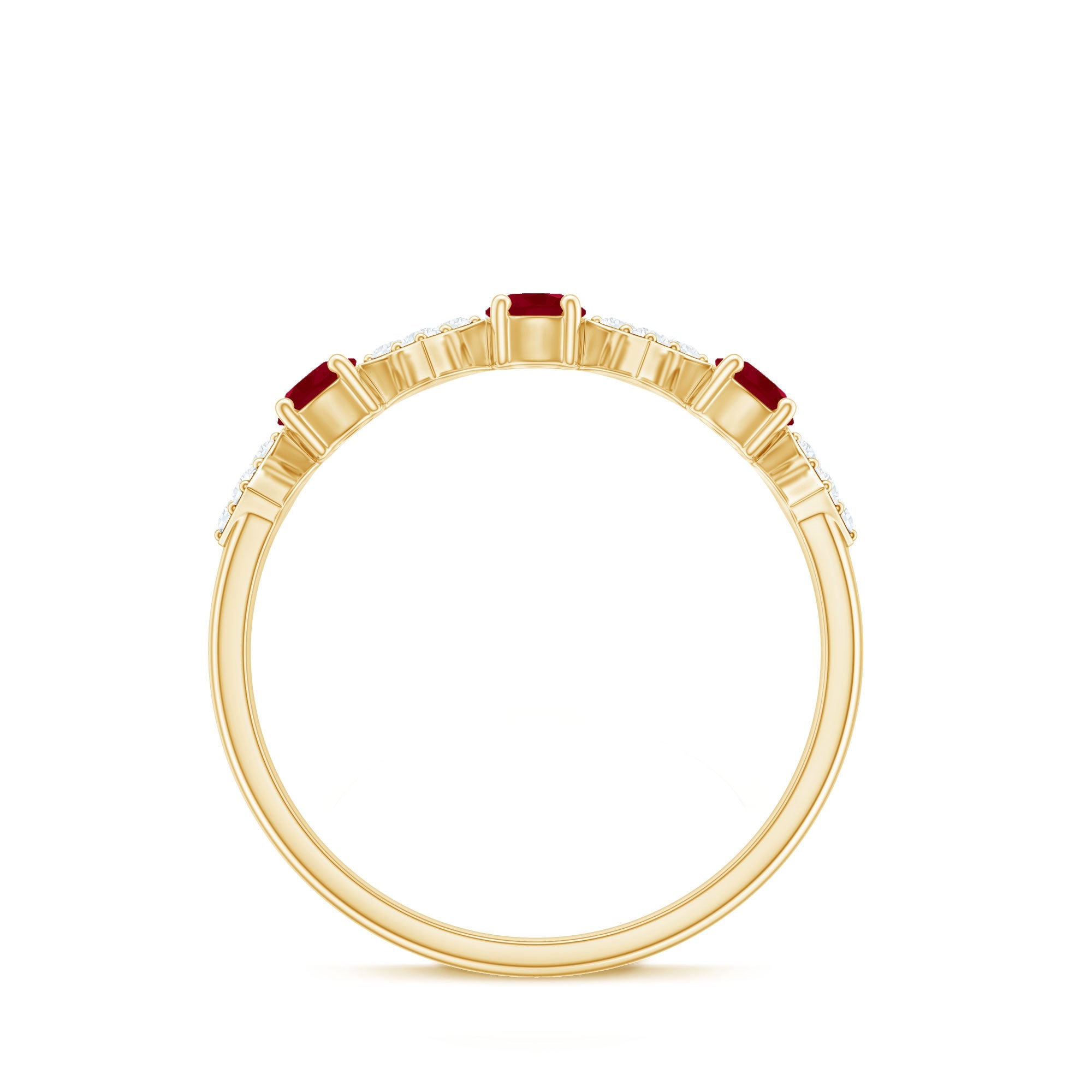 Ruby Diamond Ring – Half Eternity Band With AAA Quality Ruby & HI SI Diamonds