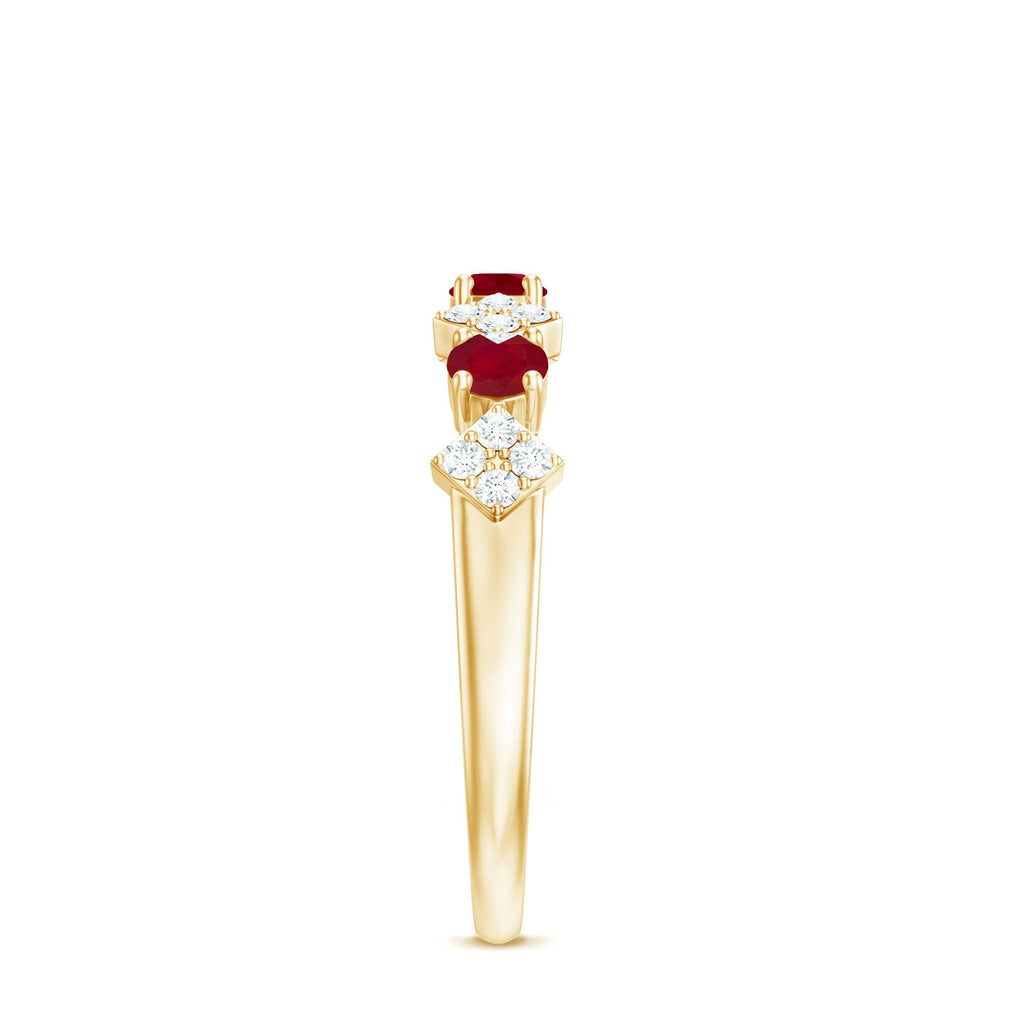 Ruby Diamond Ring – Half Eternity Band With AAA Quality Ruby & HI SI Diamonds