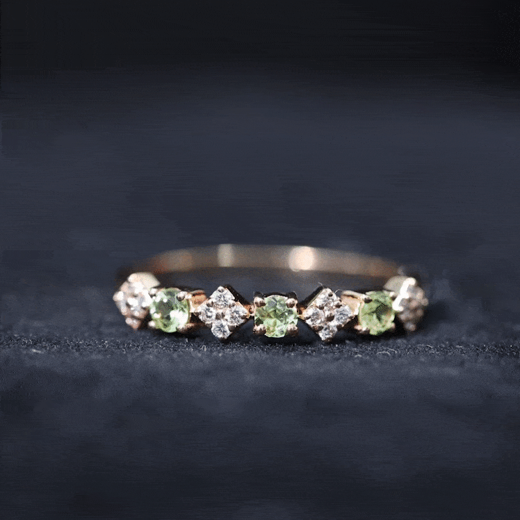 Peridot Diamond Ring – Half Eternity Band with AAA Quality & Sparkling Diamonds