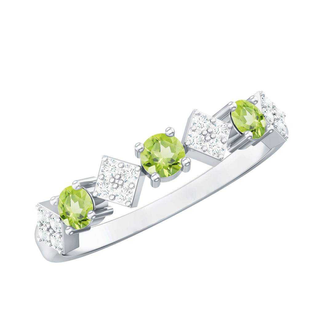 Peridot Diamond Ring – Half Eternity Band with AAA Quality & Sparkling Diamonds
