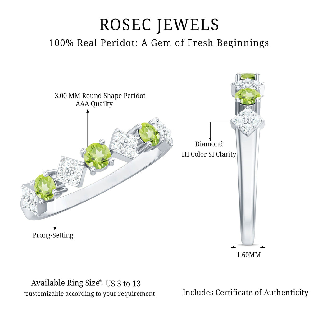 Peridot Diamond Ring – Half Eternity Band with AAA Quality & Sparkling Diamonds