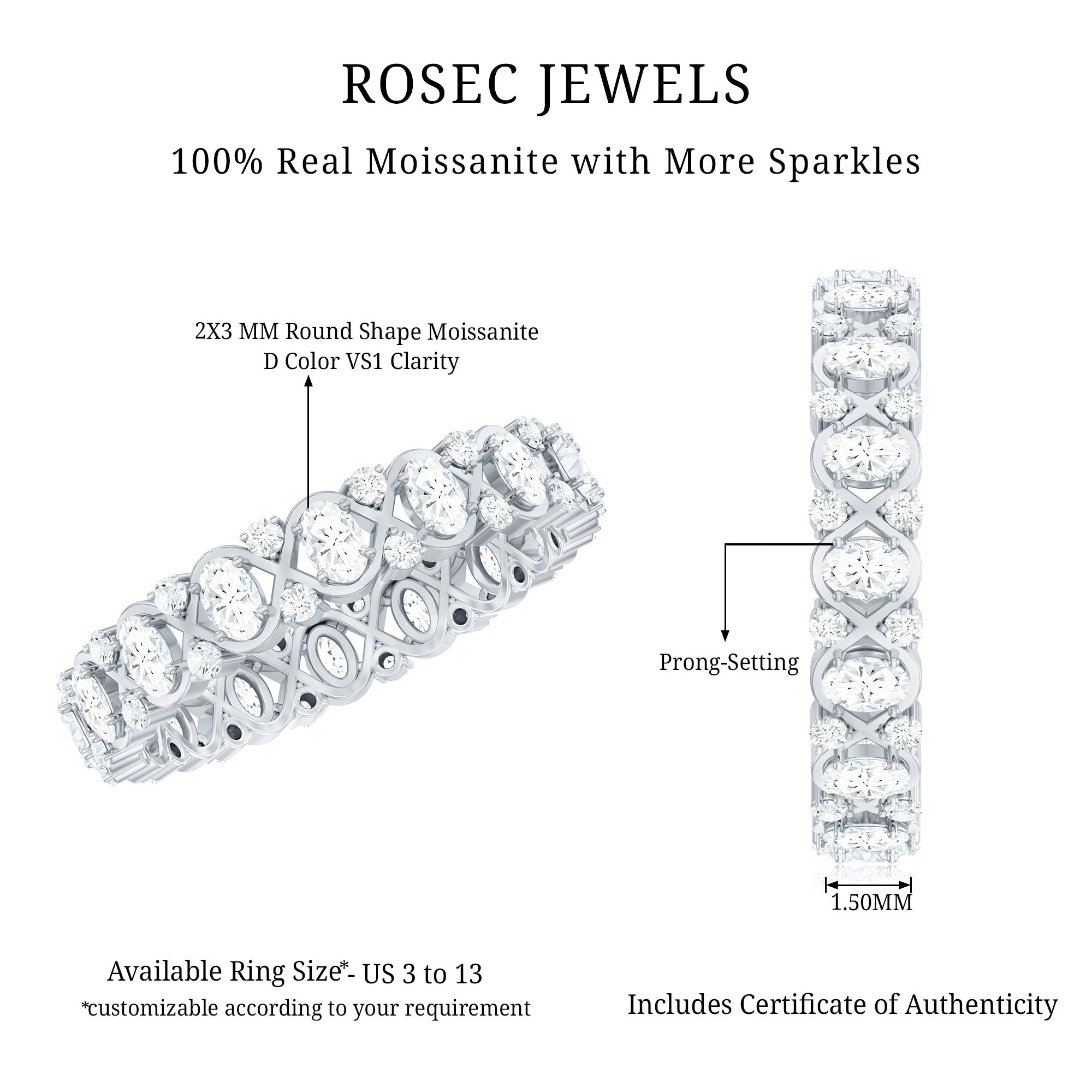 Half Eternity Style Moissanite Infinity Wedding Band