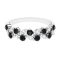 Black Onyx and Diamond Half Eternity Leaf Band for Women