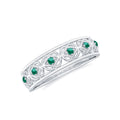 Emerald Eternity Band - Vintage Inspired Half Eternity Ring With Lab Created Emeralds