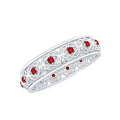 Lab Created Ruby Ring – Vintage Celtic Wedding Band With Prong Set Stones