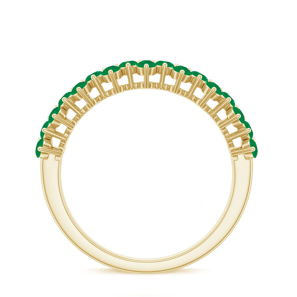 Emerald Anniversary Ring – Half Eternity Band With Certified Real Emerald Prong Setting