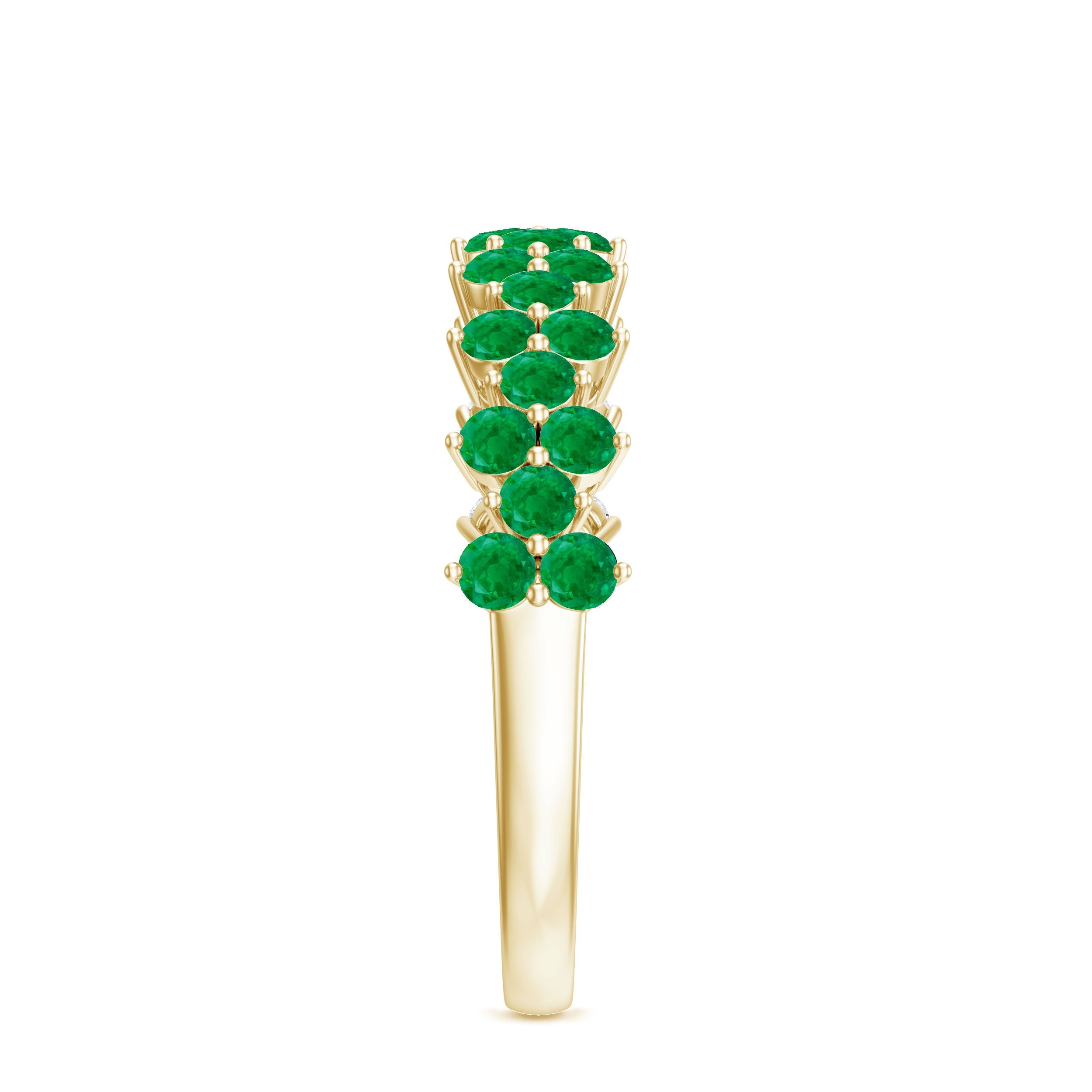 Emerald Anniversary Ring – Half Eternity Band With Certified Real Emerald Prong Setting