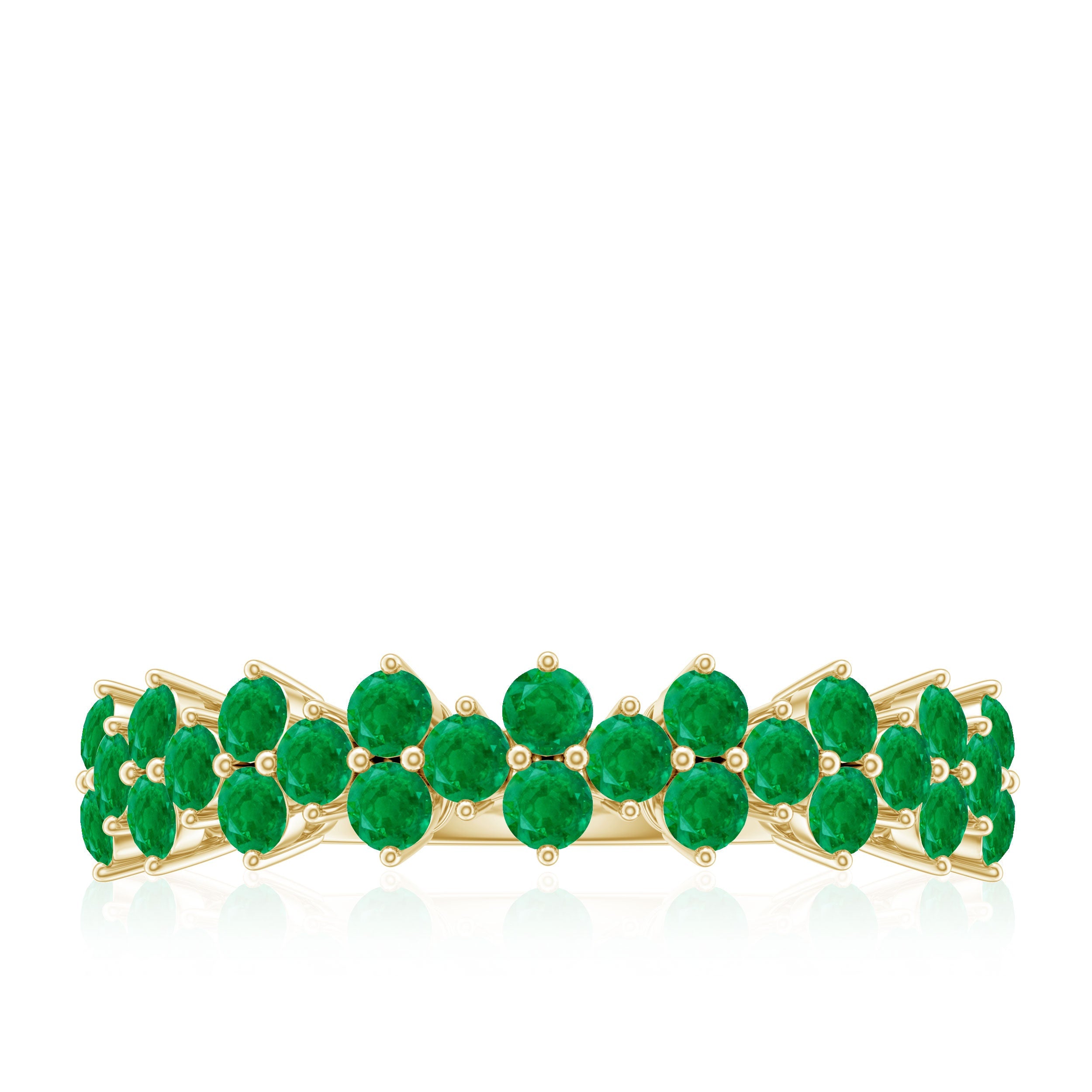 Emerald Anniversary Ring – Half Eternity Band With Certified Real Emerald Prong Setting