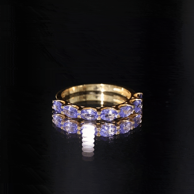 Oval Tanzanite Ring – East West Eternity Band With Blue Violet Gemstones