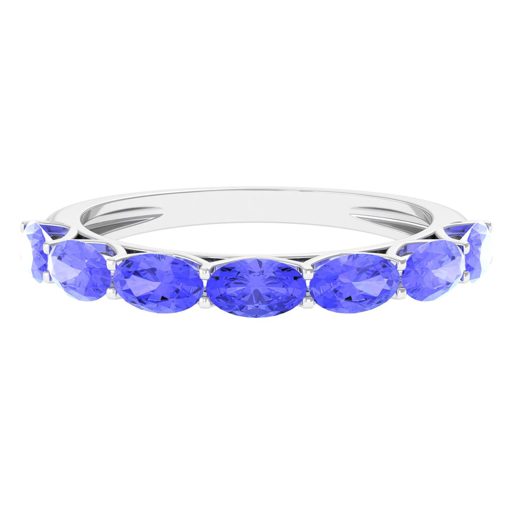 Oval Tanzanite Ring – East West Eternity Band With Blue Violet Gemstones