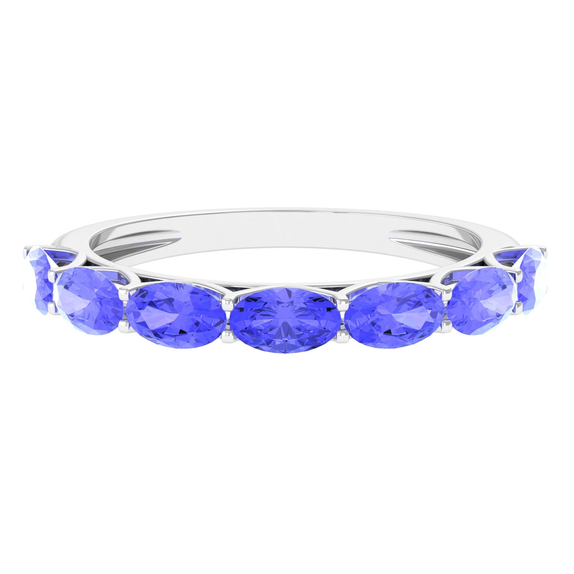 Oval Tanzanite Ring – East West Eternity Band With Blue Violet Gemstones