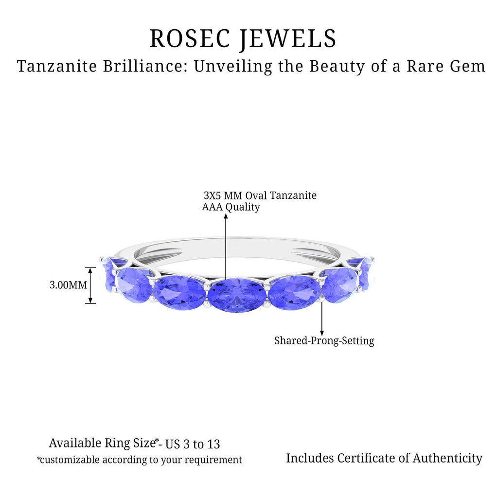 Oval Tanzanite Ring – East West Eternity Band With Blue Violet Gemstones