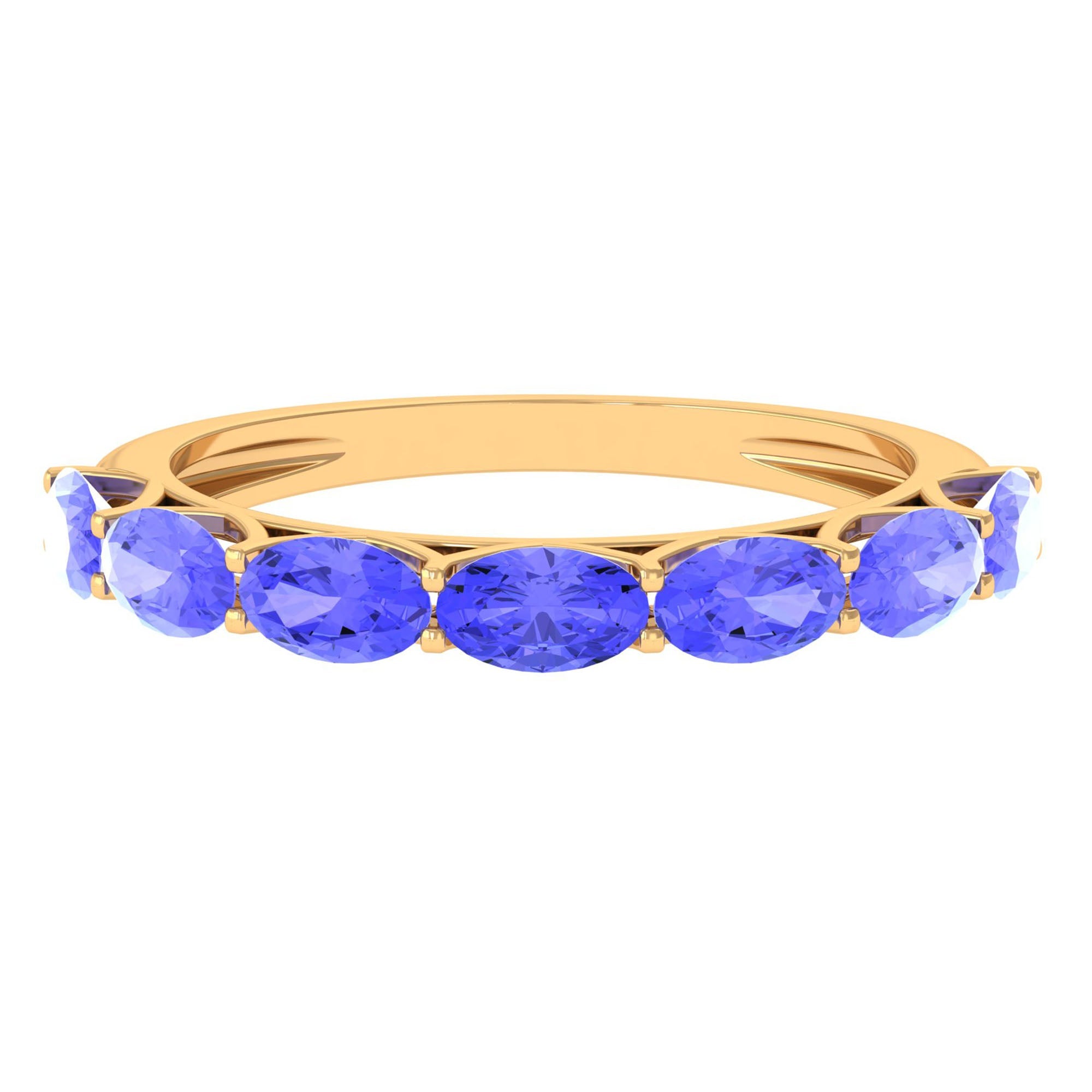 Oval Tanzanite Ring – East West Eternity Band With Blue Violet Gemstones