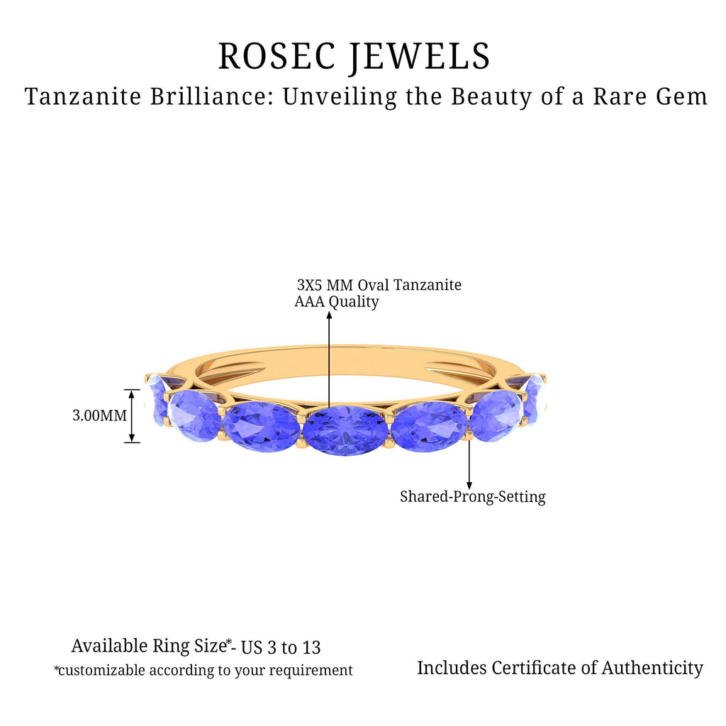 Oval Tanzanite Ring – East West Eternity Band With Blue Violet Gemstones