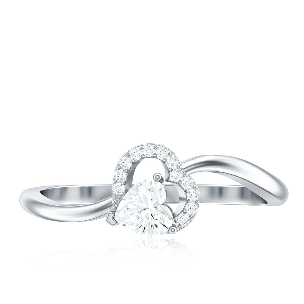 Moissanite Promise Ring - Heart Shaped 5MM D-VS1 Stone with Twisted Band
