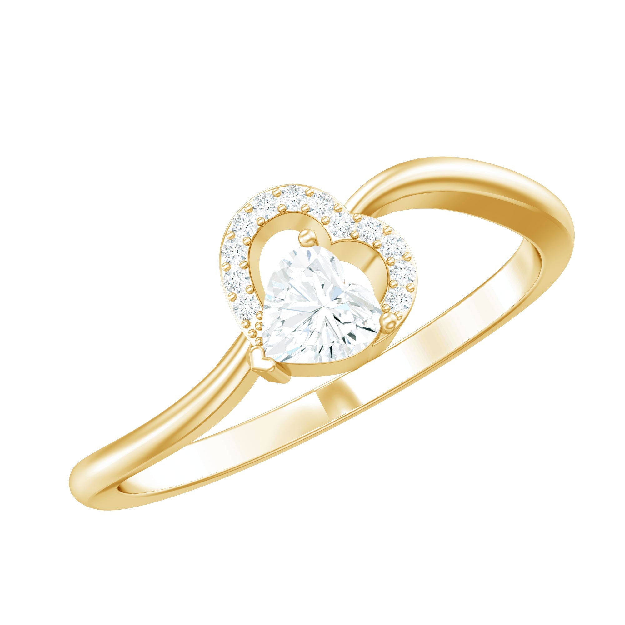 Moissanite Promise Ring - Heart Shaped 5MM D-VS1 Stone with Twisted Band